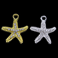 Zinc Alloy Animal Pendants, Starfish, plated, with rhinestone lead & cadmium free Approx 2mm 