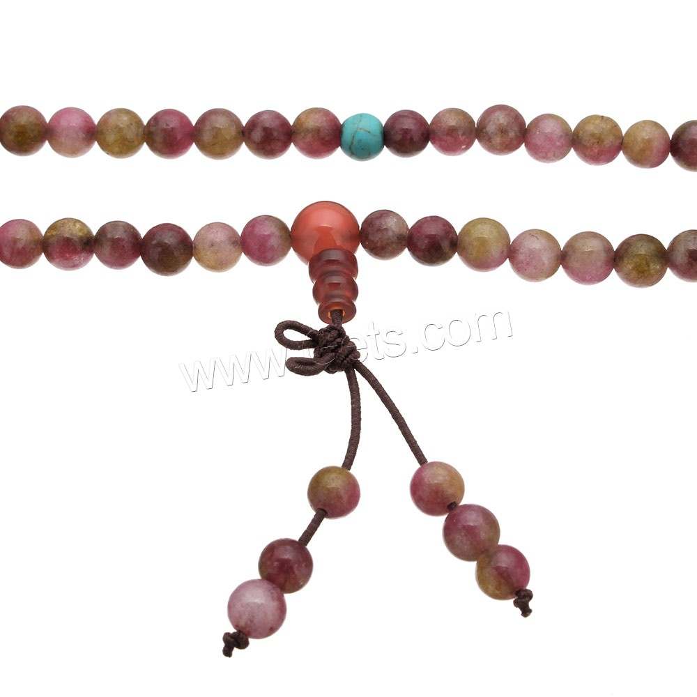108 Mala Beads, Dyed Marble, with nylon elastic cord, different length for choice & Buddhist jewelry & different size for choice, pink, 108PCs/Strand, Sold By Strand