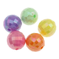 Plating Acrylic Beads, Round, colorful plated & faceted & solid color, mixed colors Approx 1mm 