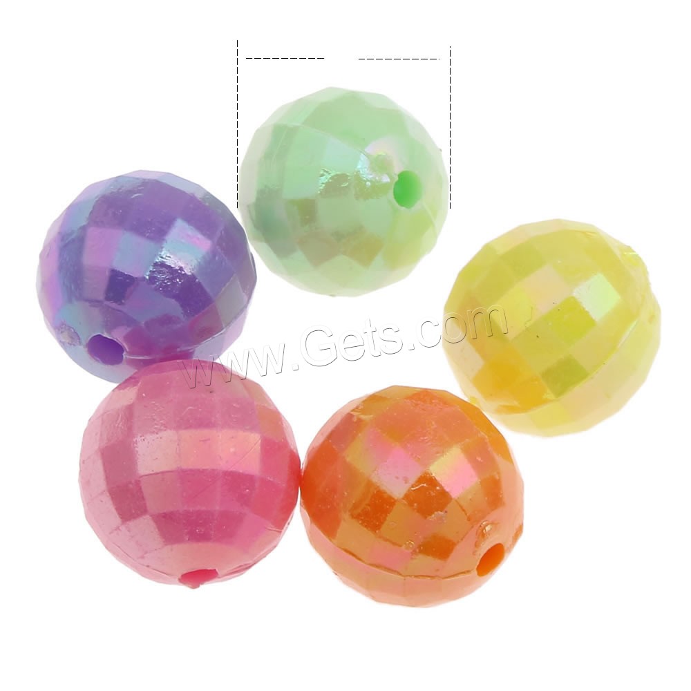 Plating Acrylic Beads, Round, colorful plated, different size for choice & faceted & solid color, mixed colors, Hole:Approx 1mm, Sold By Bag