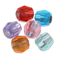 Transparent Acrylic Beads, Drum, silver-lined, faceted & silver accent & translucent, mixed colors Approx 2mm, Approx 