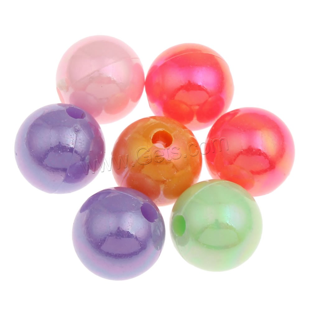 Perles acryliques plaquée, Acrylique, Rond, Placage coloré, normes différentes pour le choix & couleur solide, couleurs mélangées, Trou:Environ 1mm, Vendu par sac