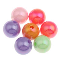 Plating Acrylic Beads, Round, colorful plated & solid color, mixed colors Approx 1mm 