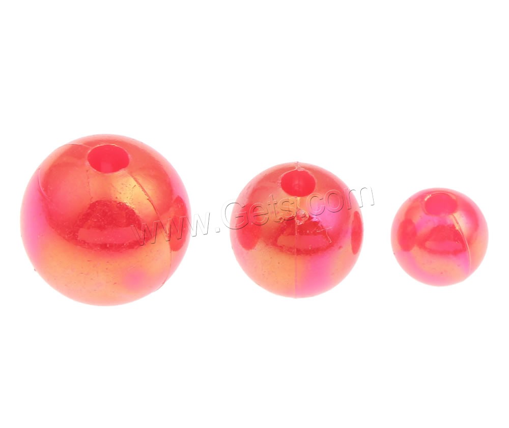 Perles acryliques plaquée, Acrylique, Rond, Placage coloré, normes différentes pour le choix & couleur solide, couleurs mélangées, Trou:Environ 1mm, Vendu par sac