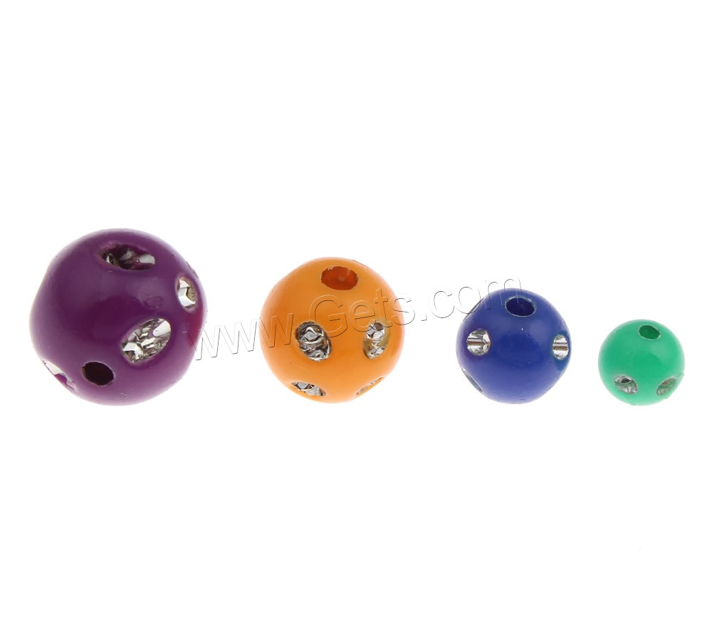 Silver Accent Acrylic Beads, Round, different size for choice & solid color, mixed colors, Hole:Approx 1mm, Sold By Bag