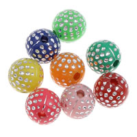 Silver Accent Acrylic Beads, Round & solid color, mixed colors Approx 1mm 