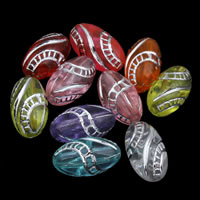 Silver Accent Acrylic Beads, Oval, transparent, mixed colors Approx 1mm, Approx 
