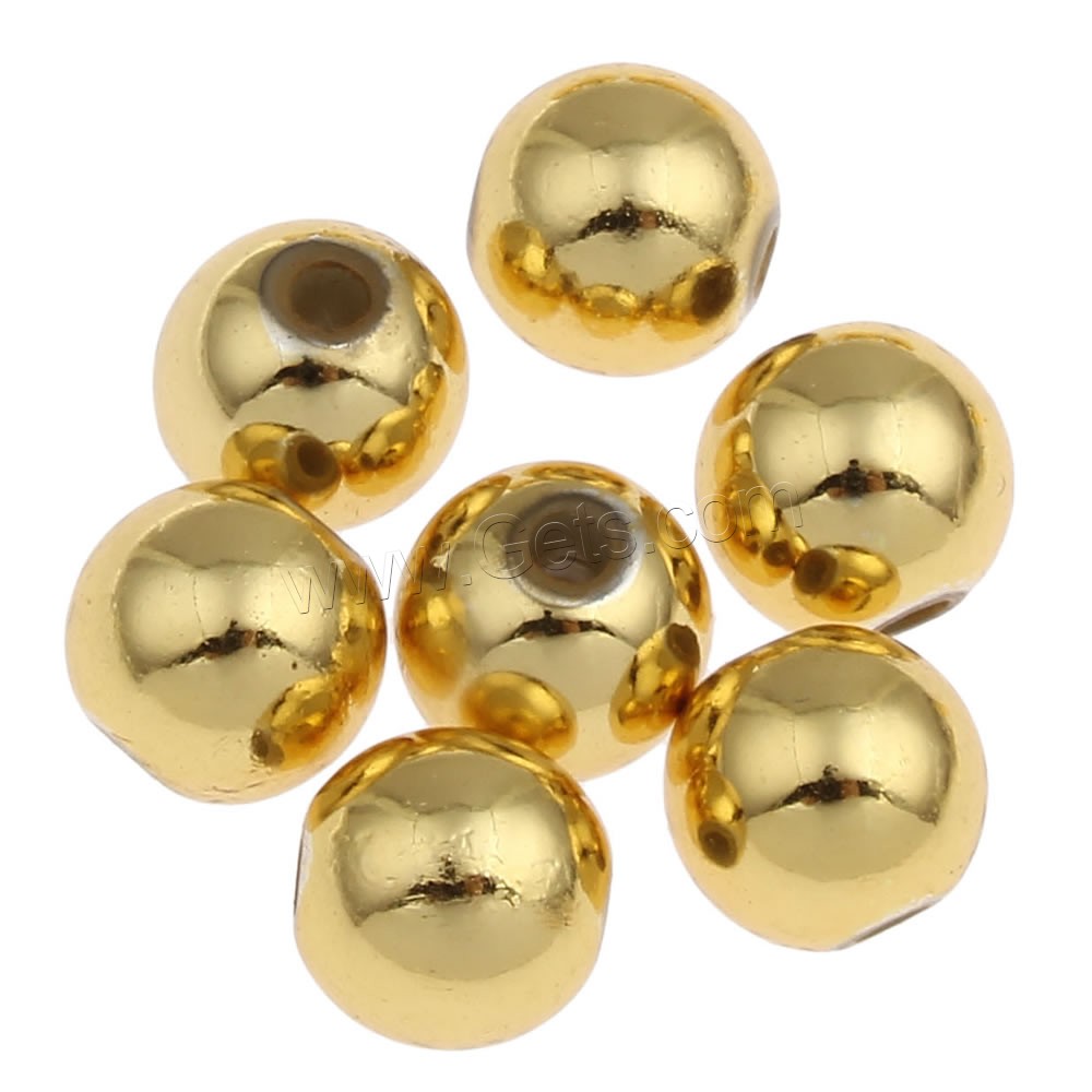 Beschichtung von Acryl-Perlen, Acryl, rund, goldfarben plattiert, verschiedene Größen vorhanden, Bohrung:ca. 1mm, verkauft von Tasche