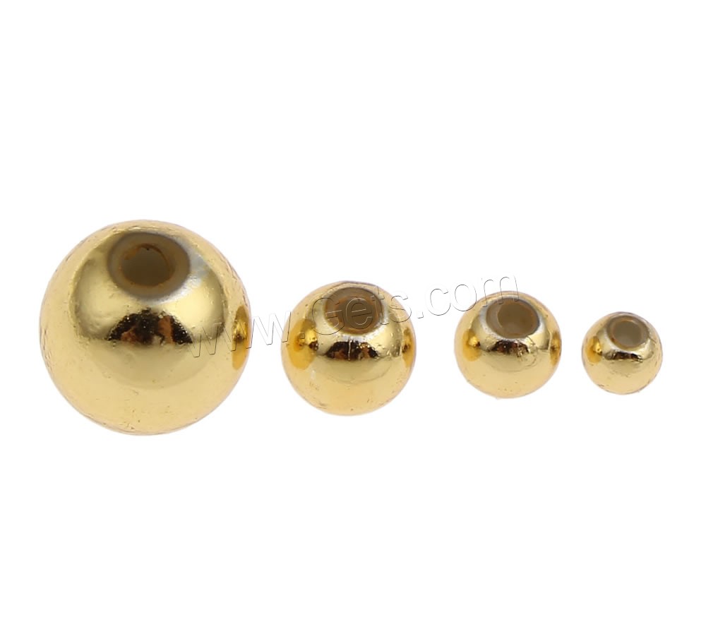 Perles acryliques plaquée, Acrylique, Rond, Placage de couleur d'or, normes différentes pour le choix, Trou:Environ 1mm, Vendu par sac