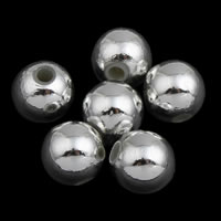 Plating Acrylic Beads, Round, silver color plated Approx 1mm 