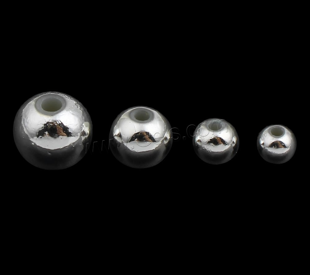 Abalorios De Acrílicos Enchapado, Acrílico, Esférico, chapado en color de plata, diverso tamaño para la opción, agujero:aproximado 1mm, Vendido por Bolsa
