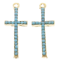Zinc Alloy Cross Pendants, gold color plated, with resin rhinestone, lead & cadmium free Approx 1mm 