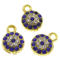 Zinc Alloy Flat Round Pendants, gold color plated, with rhinestone, lead & cadmium free Approx 1mm 