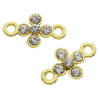 Rhinestone Zinc Alloy Connector, Cross, gold color plated, with rhinestone & 1/1 loop, lead & cadmium free Approx 2mm 