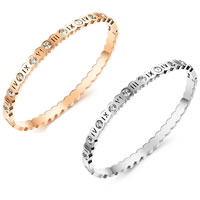 Stainless Steel Bangle, plated, micro pave cubic zirconia 5mm, Inner Approx Approx 6.2 Inch 