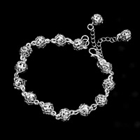 Fashion Zinc Alloy Bracelets, Round, silver color plated, hollow, 8mm Approx 7.4 Inch 
