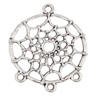Filigree Zinc Alloy Connector, Flat Round, antique silver color plated, 1/3 loop, lead & cadmium free Approx 1.5mm, Approx 