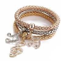 Zinc Alloy Bracelet Set, Music Note, plated, lantern chain & with rhinestone Approx 8.2 Inch 