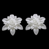Mode Dekoration Blumen, ABS-Kunststoff-Perlen, weiß, 54x19mm, Bohrung:ca. 1mm, ca. 70PCs/Tasche, verkauft von Tasche