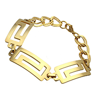 Bracelets en acier inoxydable, Placage de couleur d'or, chaînes à maillons doubles  Environ 8.5 pouce, Vendu par brin