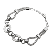 Stainless Steel Chain Bracelets, with 1.5lnch extender chain, original color 3mm Approx 8 Inch 