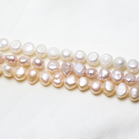Barock kultivierten Süßwassersee Perlen, Natürliche kultivierte Süßwasserperlen, natürlich, keine, 8-9mm, Bohrung:ca. 0.8mm, Länge:ca. 14.5 ZollInch, verkauft von Strang