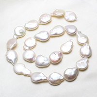 Coin Cultured Freshwater Pearl Beads, natural, white, 13-14mm Approx 0.8mm Approx 15 Inch 