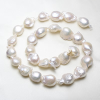 perles nucléées cultivées d'eau douce , perle nucléée de culture d'eau douce, baroque, naturel, blanc, 11-13mm Environ 0.8mm Environ 15.5 pouce, Vendu par brin