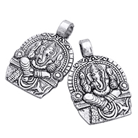 Buddhist Jewelry Pendant, Zinc Alloy, Ganesha, antique silver color plated Approx 6mm 