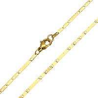 Stainless Steel Chain Necklace, gold color plated, figaro chain  Approx 19.5 Inch 