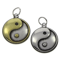 Stainless Steel Pendants, 316L Stainless Steel, Flat Round, plated, ying yang & blacken Approx 5mm 