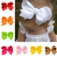 Children Hair Clip, Grosgrain Ribbon, with iron clip, Bowknot, platinum color plated, for children 