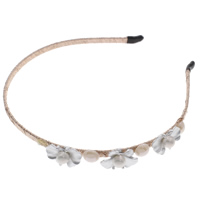 Hair Bands, Iron, with ABS Plastic Pearl & Nylon Cord & Zinc Alloy, Flower, platinum color plated, lead & cadmium free 