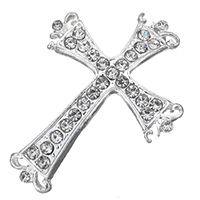 Strass Zinklegierung Perlen, Kreuz, plattiert, mit Strass, keine, 31x41x5mm, Bohrung:ca. 2.5x2mm, verkauft von PC