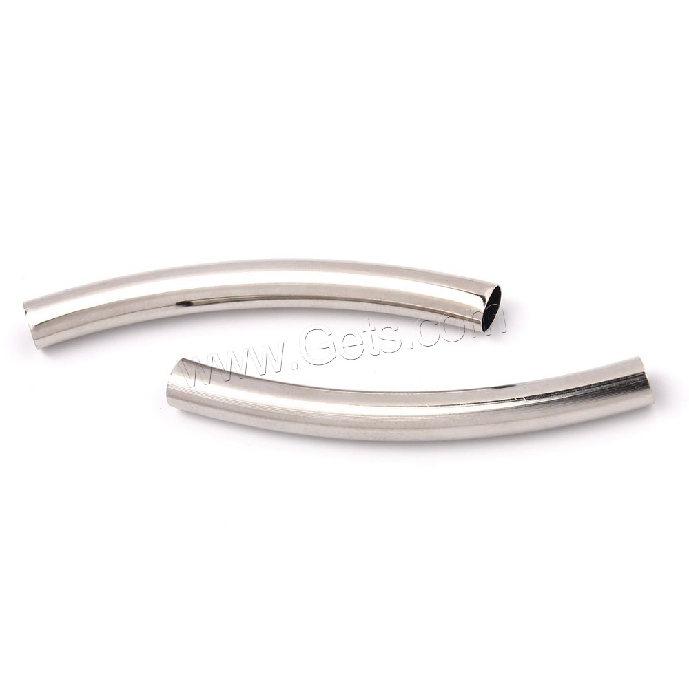 Brass Curved Tube Beads, platinum color plated, different size for choice, lead & cadmium free, Hole:Approx 4mm, 1000PCs/Bag, Sold By Bag