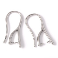 Brass Earring Hook, platinum color plated, lead & cadmium free 