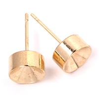 Brass Earring Post Component, Flat Round, gold color plated lead & cadmium free 