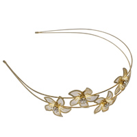 Hair Bands, Iron, with Gauze & Zinc Alloy, Flower, gold color plated, with rhinestone, lead & cadmium free 