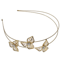 Hair Bands, Iron, with Gauze & Zinc Alloy, Flower, gold color plated, with rhinestone, lead & cadmium free 