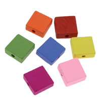 Gefärbtes Holz Perlen, Quadrat, gemischte Farben, 15x6mm, Bohrung:ca. 1mm, 1000PCs/Tasche, verkauft von Tasche