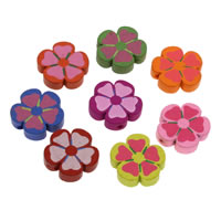 Крашеные деревянные бусины, деревянный, Форма цветка, Печать, разноцветный отверстие:Приблизительно 1mm, 1000ПК/сумка, продается сумка