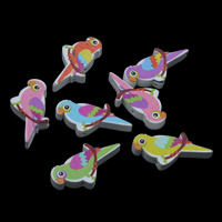 Dyed Wood Beads, Bird, printing, mixed colors Approx 1mm 