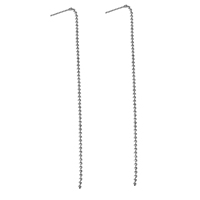 Brass Thread Through Earrings, platinum color plated 0.8mm, 112mm 