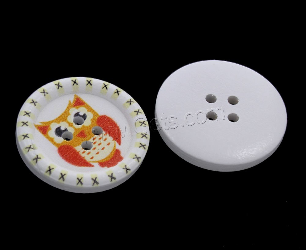 4-Loch Holz Knopf, flache Runde, Drucken & verschiedene Größen vorhanden, farbenfroh, Bohrung:ca. 1mm, 1000PCs/Tasche, verkauft von Tasche