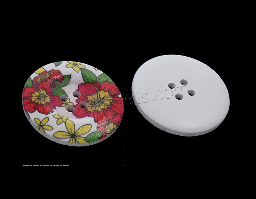 4 穴木製ボタン, ウッド, 楕円, 印刷 & 混在パターン & 異なるサイズの選択, 穴:約 1mm, 1000パソコン/バッグ, 売り手 バッグ