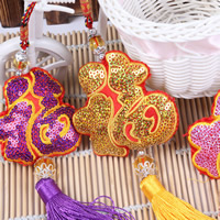 Silk Hanging Decoration, with Plastic Sequin & Nylon Cord, mixed colors 