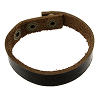Cowhide Bracelets, iron snap clasp, antique bronze color plated, coffee color Approx 8.4 Inch 