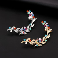 Earring Cuff and Wraps, Zinc Alloy, stainless steel post pin, Branch, plated, with rhinestone 