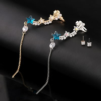 Zinc Alloy Earring Set, stainless steel post pin, plated, with cubic zirconia & with rhinestone 10mm, 40mm 