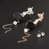 Zinc Alloy Earring Set, with Resin, stainless steel post pin, plated, with rhinestone 